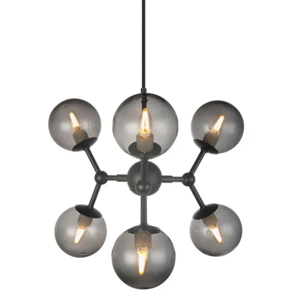 Atom Takkrona Svart/Rökfärgat glas Ø45cm