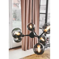 Atom Takkrona Svart/Rökfärgat glas Ø45cm