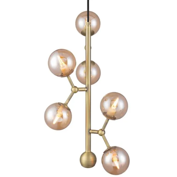 Atom Vertikal taklampa, antik mässing 45cm