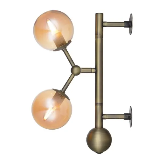 Atom vägglampa, amber/antik mässing