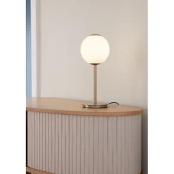 Audrey bordslampa, vit/mässing