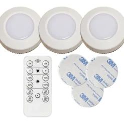 Batteridriven LED-spotlight med fjärrkontroll, vit 3-pack