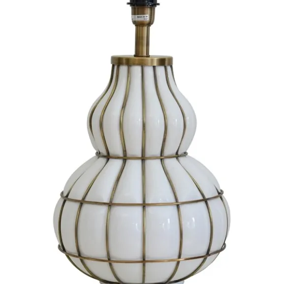 Beatrice Lampfot Vitt glas / Mässing 30cm