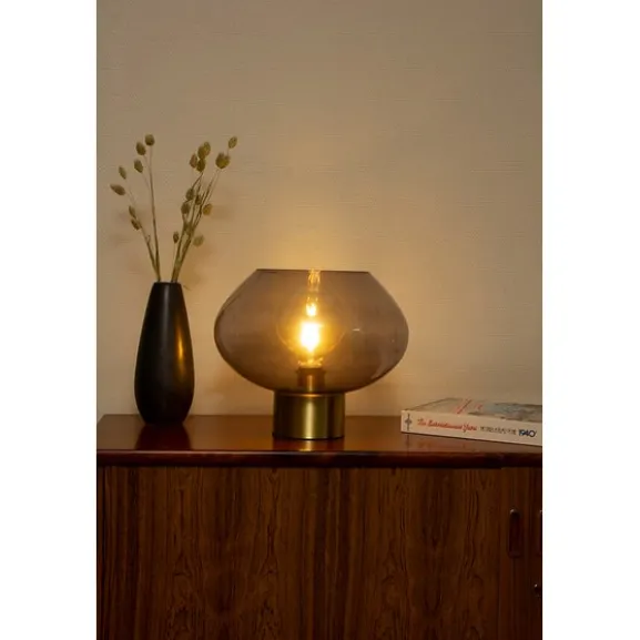 Bell bordslampa stor, matt mässing/rök