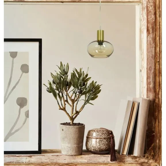 BELL fönsterlampa, matt mässing/amber