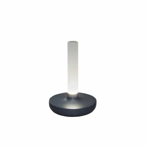 Biarritz bordslampa, grå/frostad vas
