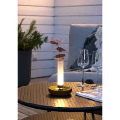 Biarritz bordslampa, guld/frostad vas