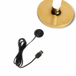 Biarritz bordslampa, guld/frostad vas