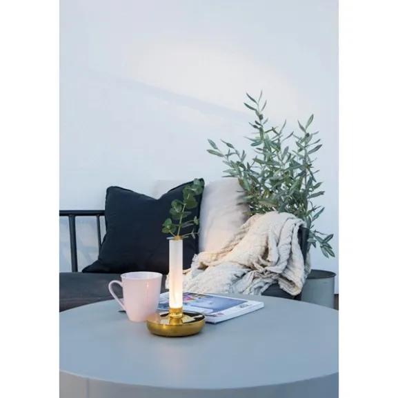 Biarritz bordslampa, guld/frostad vas