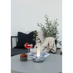 Biarritz bordslampa, silver/frostad vas