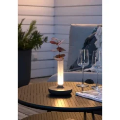 Biarritz bordslampa, svart/frostad vas