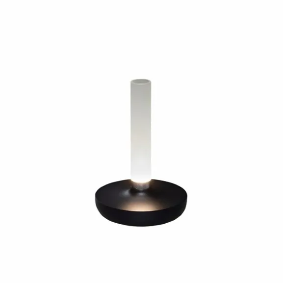 Biarritz bordslampa, svart/frostad vas