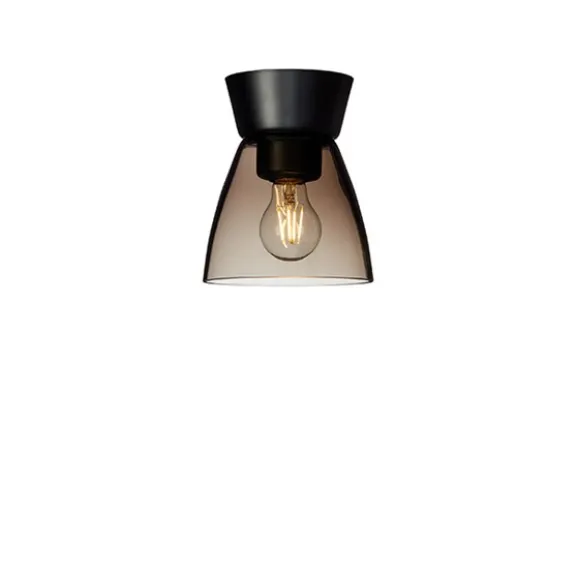 Bizzo plafond, mattsvart/rökfärgat glas 16cm