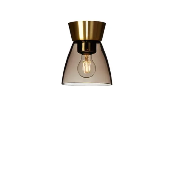 Bizzo plafond, mässing/rökfärgat glas 16cm