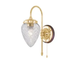 Blomberg Vägglampa m. dragbrytare, polerad mässing/brun