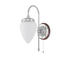 Blomberg Vägglampa m. dragbrytare, förnicklad mässing/brun