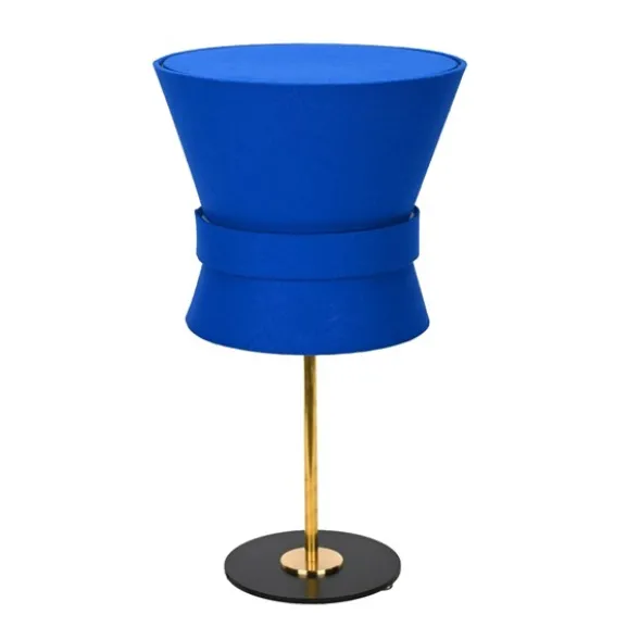 Bordslampa Bow Rå mässing - Small Midnight Blue