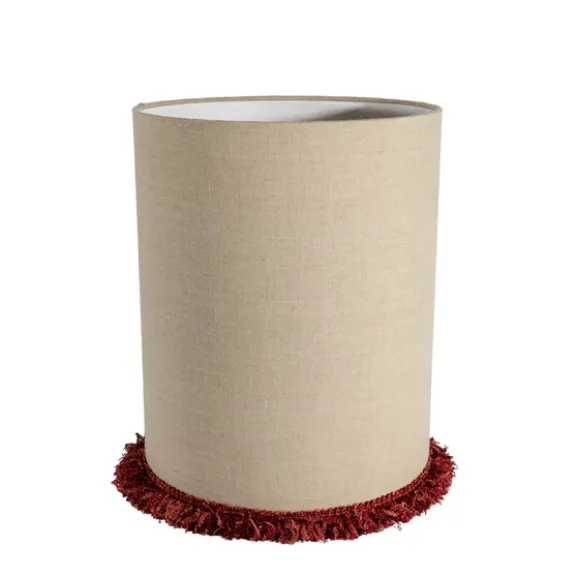 Bordslampskärm Cylinder D29 lin frans vinröd