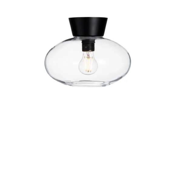 Bullo plafond, mattsvart/klarglas 27cm