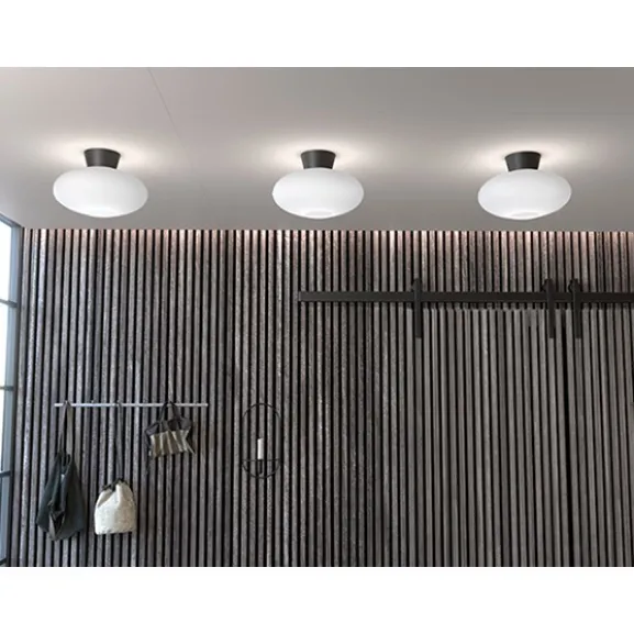 Bullo plafond, mattsvart/opalglas 27cm