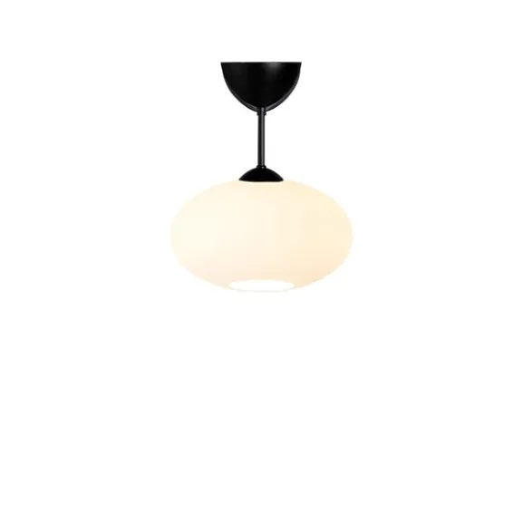 Bullo plafond m.stång, mattsvart/opalglas 27cm