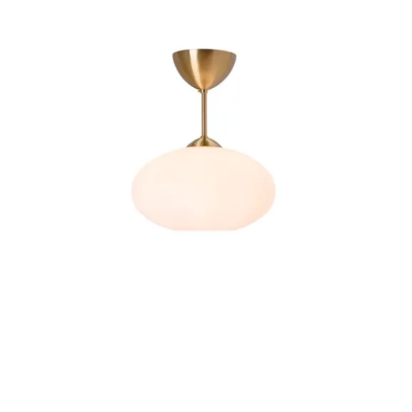 Bullo plafond m.stång, mässing/opalglas 27cm