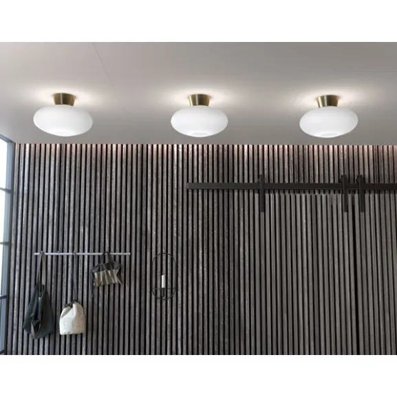 Bullo XL Plafond, Mässing/Opalglas 38cm