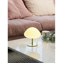 Candy Mini Mush bordslampa, glashuvud, metallfot Oliv