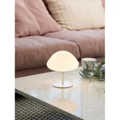 Candy Mini Mush bordslampa, glashuvud, metallfot vit