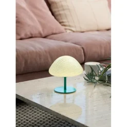 Candy Mini Mush bordslampa, glashuvud, metallfot Turkos