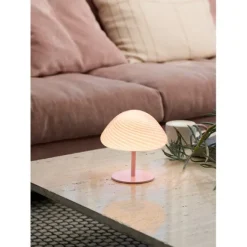 Candy Mini Mush bordslampa, glashuvud, metallfot Rose