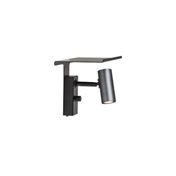 Cato vägghylla, mattsvart enkel (Lampa köps separat)