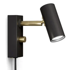 Cato vägglampa flat svart/mässing single