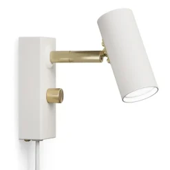 Cato vägglampa flatvit / mässing single