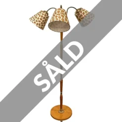 Cleopatra golvlampa 3-arm, mässing/trä