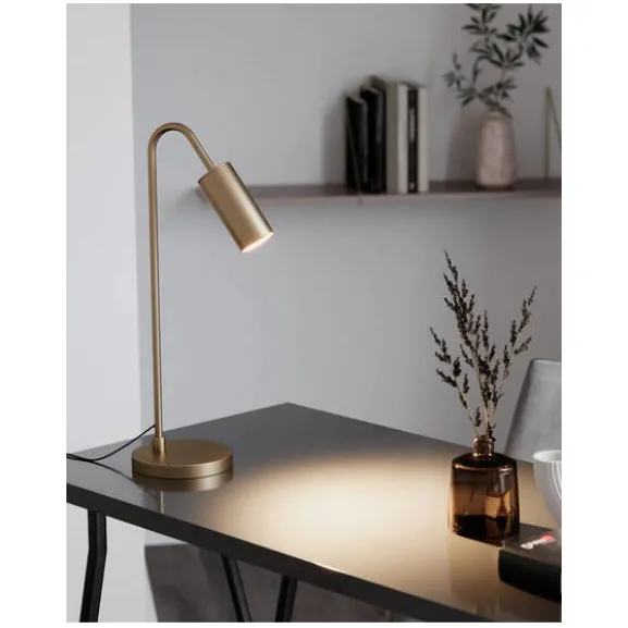Curve bordlampa, Matt guld 51cm