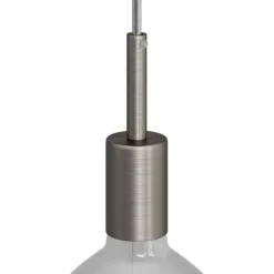 Cylindrisk lamphållare E27 i metall med 7 cm lång dravaglastare