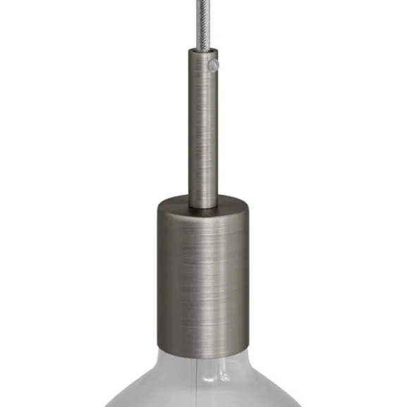 Cylindrisk lamphållare E27 i metall med 7 cm lång dravaglastare