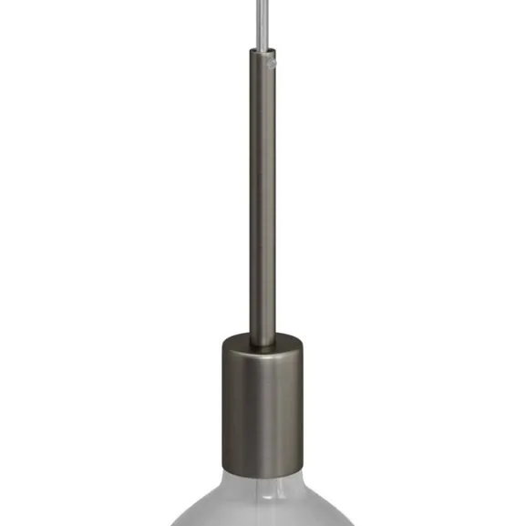Cylindrisk lamphållare E27 i metall med 15 cm lång dravaglastare