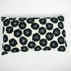Dahlia kuddfodral bomull vit/svart 40x70