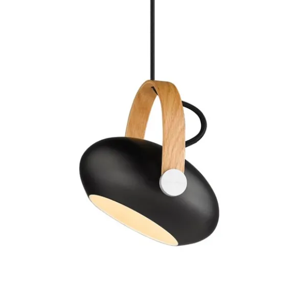 D.C Taklampa Ø18 G9, Svart / Ek