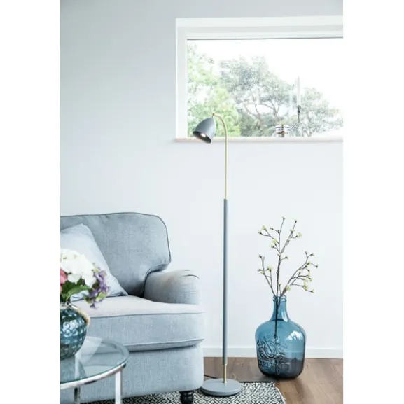 Deluxe golvlampa LED, mattvit/mässing