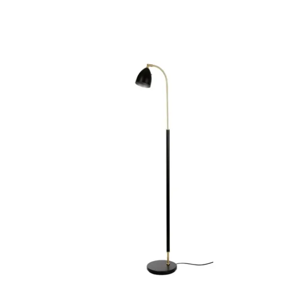 Deluxe golvlampa LED, mattsvart/mässing