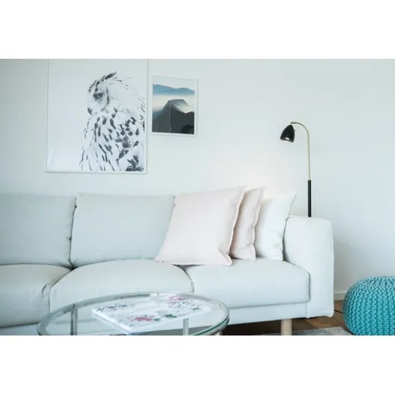 Deluxe golvlampa LED, mattsvart/mässing