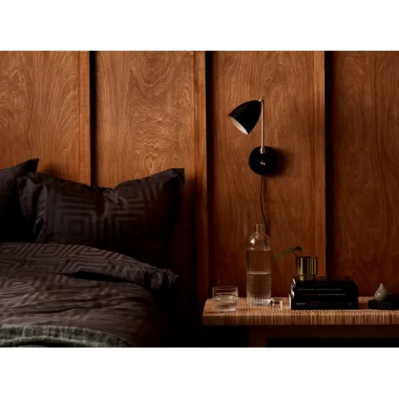 Deluxe vägglampa LED, mattsvart/mässing 22cm