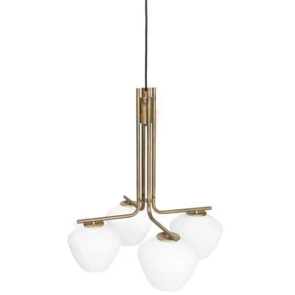 DK 4 taklampa, råmässing/opal 55cm