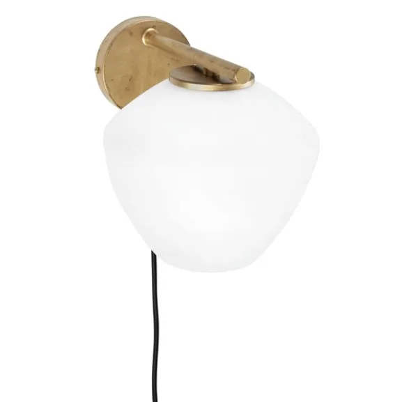 DK 1 vägglampa, råmässing/opal 18cm