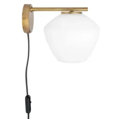 DK 1 vägglampa, råmässing/opal 18cm