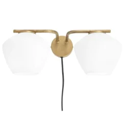 DK 2 vägglampa, råmässing/opal 48cm
