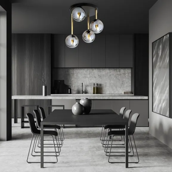 DOLCE 4 Taklampa, Svart/Guld/Grafit
